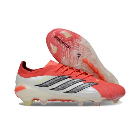 Adidas Predator 26 Elite Low FG Rosso Lucido Nero Core Ftwr Bianco