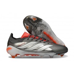 Adidas Predator 26 Elite Low FG Ferro Metallizzato Zero Metallico Rosso Lucido