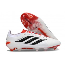 Adidas Predator 26 Elite Low FG Bianco Nero Rosso