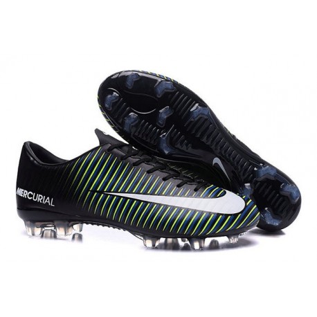 2016 Scarpe Calcio - Nike Mercurial Vapor XI FG Nero Bianco Blu Volt