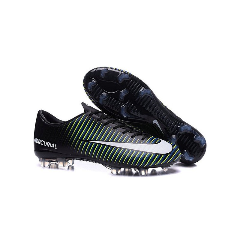 2016 Scarpe Calcio Nike Mercurial Vapor XI FG Nero Bianco Blu Volt