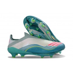 adidas Scarpa F50+ Senza Lacci FG X Messi Ftwr Bianco Rosa Lucido Flash Acqua