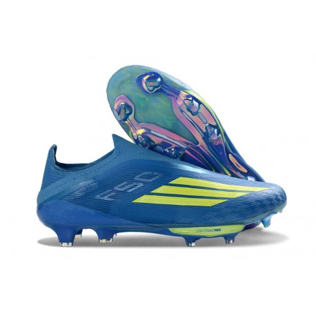 adidas Scarpa F50+ Senza Lacci FG MESSI Team Blu Royal Giallo Solare Semi Blu Burst
