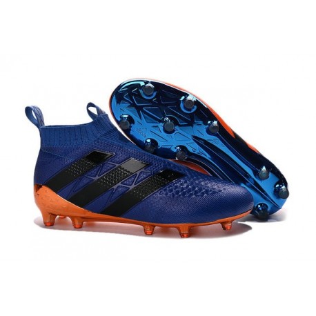 Nuovi Scarpette da Calcio Adidas Ace 16+ Purecontrol FG / AG Blu Arancione Nero