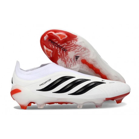 Adidas Scarpa Predator Elite Senza Lacci FG Bianco Nero Rosso