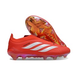 Adidas Scarpa Predator 26 Elite Laceless FG Rosso Bianco