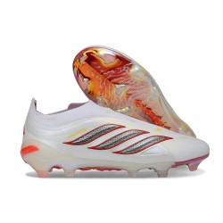 Adidas Scarpa Predator 26 Elite Laceless FG Bianco Nero Rosso