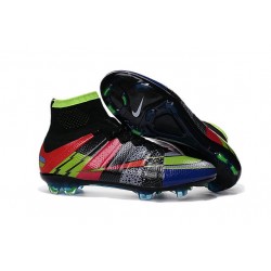 Scarpa da calcio per terreni duri Nike Mercurial Superfly - Nero Verde Blu Rosso What the Mercurial