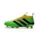 Nuovi Scarpette da Calcio Adidas Ace 16+ Purecontrol FG / AG Brasile Olimpiadi Verde Solar Giallo Shock Nero