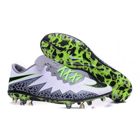 Nuove Scarpa da calcio per terreni duri Nike HyperVenom Phinish II FG - Bianco Verde Grigio Nero