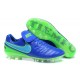 Nuove Scarpe Calcio Nike Tiempo Legend Pelle FG Blu Verde