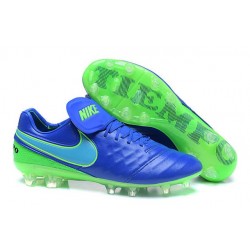 Nuove Scarpe Calcio Nike Tiempo Legend Pelle FG Blu Verde