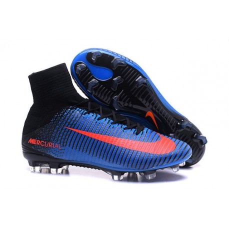 2016 Nuove Scarpa da calcio Nike Mercurial Superfly V FG Blu Nero Arancione