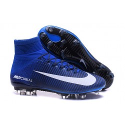 2016 Nuove Scarpa da calcio Nike Mercurial Superfly V FG Bianco Blu