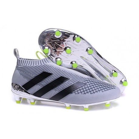 Nuovi Scarpette da Calcio Adidas Ace 16+ Purecontrol FG / AG Argenteo Nero