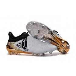 Scarpette da Calcio Adidas X 16+ Purechaos FG - Bianco Oro Nero