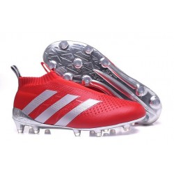 Nuovi Scarpette da Calcio Adidas Ace 16+ Purecontrol FG / AG Rosso Argenteo