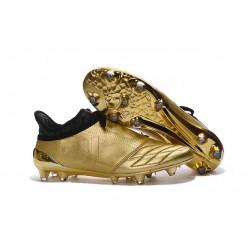 2016 Scarpette da Calcio Adidas X 16+ Purechaos FG - Pelle Oro Nero