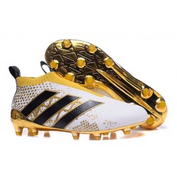 Nuovi Scarpette da Calcio Adidas Ace 16 Purecontrol FG AG Stellar Pack Nero Bianco Oro