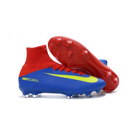 2016 Nuove Scarpa da calcio Nike Mercurial Superfly V FG Blu Rosso Giallo