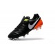 2016 Nuove Scarpe Calcio Nike Tiempo Legend FG Nero Bianco Arancione Volt