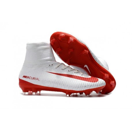 2016 Nuove Scarpa da calcio Nike Mercurial Superfly V FG Bianco Rosso