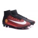 2016 Nuove Scarpa da calcio Nike Mercurial Superfly V FG Manchester United Football Club Rosso Nero Bianco