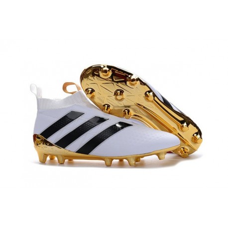 Nuovi Scarpette da Calcio Adidas Ace 16 Purecontrol FG AG Bianco Oro Nero