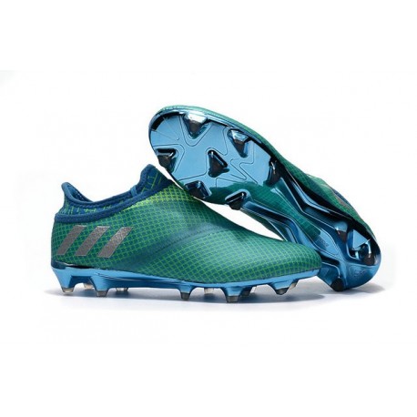 Nuove Scarpette da Calcio Adidas Messi 16+ Pureagility FG/FG Verde Blu Argenteo