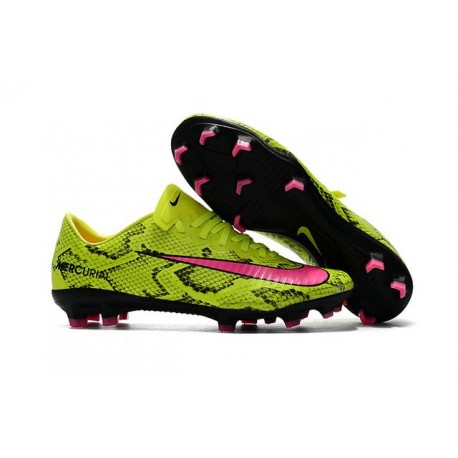 Scarpe Da Calcio Nike Mercurial Vapor XI Tech Craft FG Pelle di serpente Giallo Rosa