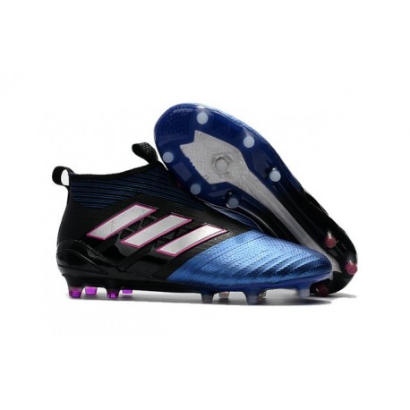 2017 Scarpe da Calcio Adidas ACE 17+ Purecontrol FG Nero Bianco Blu