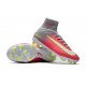 Scarpe Donna Nike Mercurial Superfly V FG Terreni Compatti - Rosa Hyper Bianco Grigio Lupo