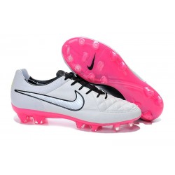 Nuove Scarpe Calcio Nike Tiempo Legend V FG Bianco Rosa Nero
