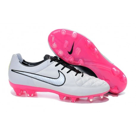Nuove Scarpe Calcio Nike Tiempo Legend V FG Bianco Rosa Nero