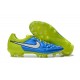Nuove Scarpe Calcio Nike Tiempo Legend V FG Blu Bianco Volt Nero