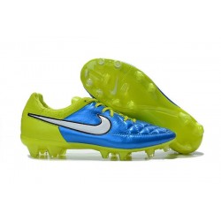 Nuove Scarpe Calcio Nike Tiempo Legend V FG Blu Bianco Volt Nero