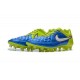 Nuove Scarpe Calcio Nike Tiempo Legend V FG Blu Bianco Volt Nero