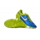 Nuove Scarpe Calcio Nike Tiempo Legend V FG Blu Bianco Volt Nero