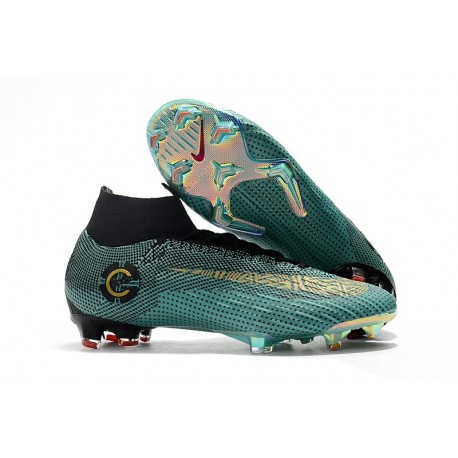 Nuovo Tacchetti da Calcio Nike Mercurial Superfly VI Club Ronaldo FG Giada Clear Oro Metallic Nero