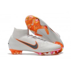 Nuovo Tacchetti da Calcio Nike Mercurial Superfly VI 360 Elite FG Bianco Grigio Metallic Arancione Total