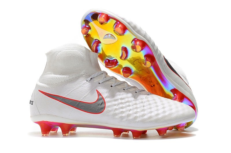 Nuova Nike Magista Obra II FG Scarpe da Calcio Per Uomo Bianco Grigio Metallic Cremise Chiaro