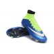 Scarpa da calcio per terreni duri Nike Mercurial Superfly - Blu Verde Nero Bianco