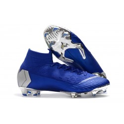 Nuovo Tacchetti da Calcio Nike Mercurial Superfly VI 360 Elite FG Blu Argento