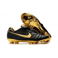 Uomo Nike Tiempo Legend 7 FG scarpe da calcio Nero Oro Metallico