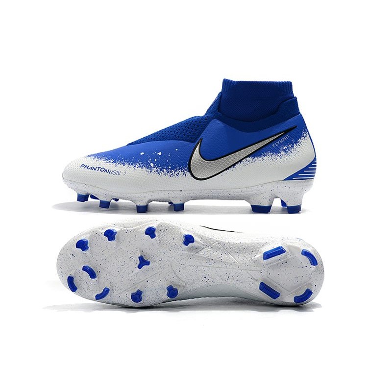 Scarpe Per Gli Uomini Nike Phantom Vision Elite DF FG Blu Bianco Argento